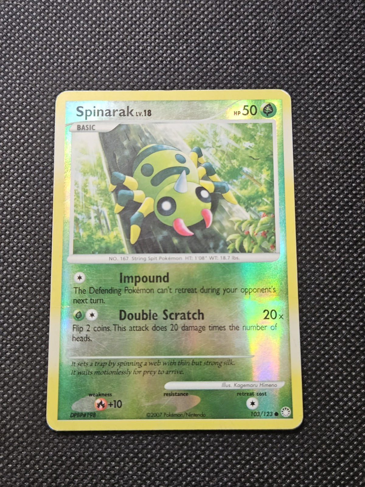 Pokemon - Spinarak - 103/123 - Common - Reverse Holo - Mysterious Treasures