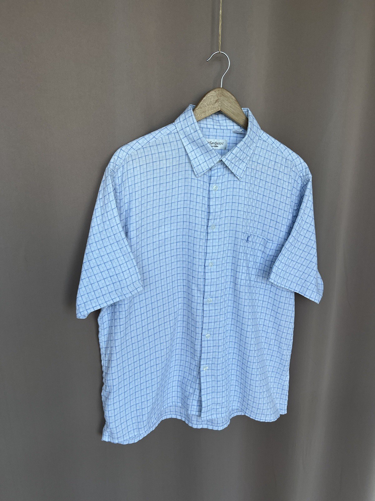 Camicia uomo Yves Saint Laurent bottoni a quadri taglia XL YSL vintage manica lunga