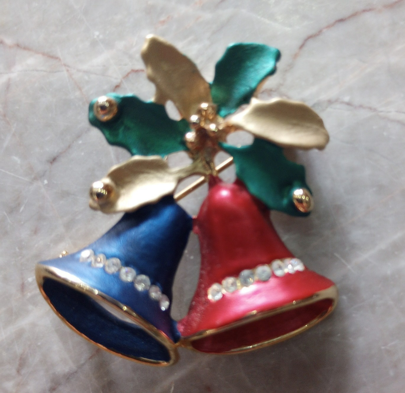 Christmas Bell Brooch Vintage Frosted Enamel With Clear Rhinestones | eBay