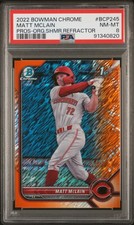 2022 BOWMAN CHROME PROSPECTS ORANGE SHIMMER REFRACTOR MATT MCLAIN 5/25 PSA 8