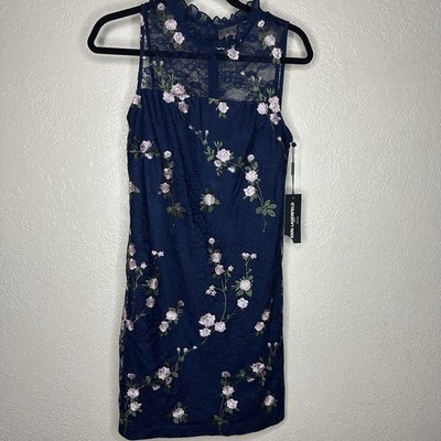 Karl Lagerfeld Paris Dress Womens 2 Floral Lace Embroidered Sheath Elegant Forma