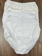 6-Vtg Vanity Fair 15819 Perfectly Yours Cotton Brief Panties Sz 9 White/Ivory