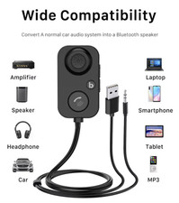 Bluetooth Car Adapter FM Transmitter   Wireless USB AUX Receiver for Audio