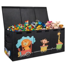 XL Toy Box with Lid - Collapsible Large Chest Toddler Bin Kids Storage Organizer