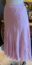 Vtg Lauren Ralph Lauren Sz L Linen Midi Trumpet Skirt Pink Lined Classic Preppy