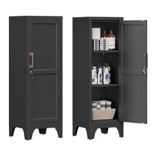 White Metal Pantry Cabinet Kitchen Storage Organizer Tall Cupboard with Shelves