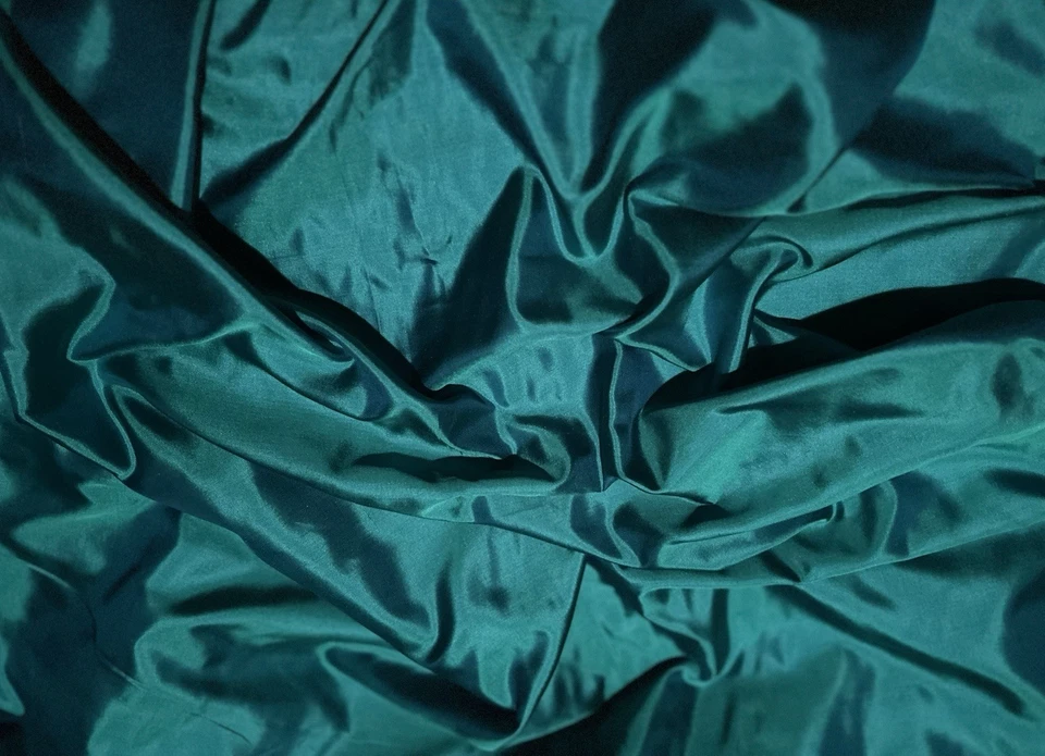 Peacock 100% Silk Light Weight Satin, Ribbed Crepe Backed ~16mm, 44"W(TS-7162) - Image 2 of 4