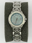 VTG Seiko 7N82-0AK0 Blue Face Stainless Steel Date 10ATM WR Quartz Womens Watch