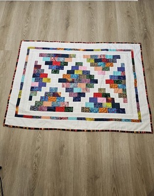 Handarbeit Patchwork Quilt Baumwolle Baby Krippe Decke Scrappy Ziegelmuster 72x103cm