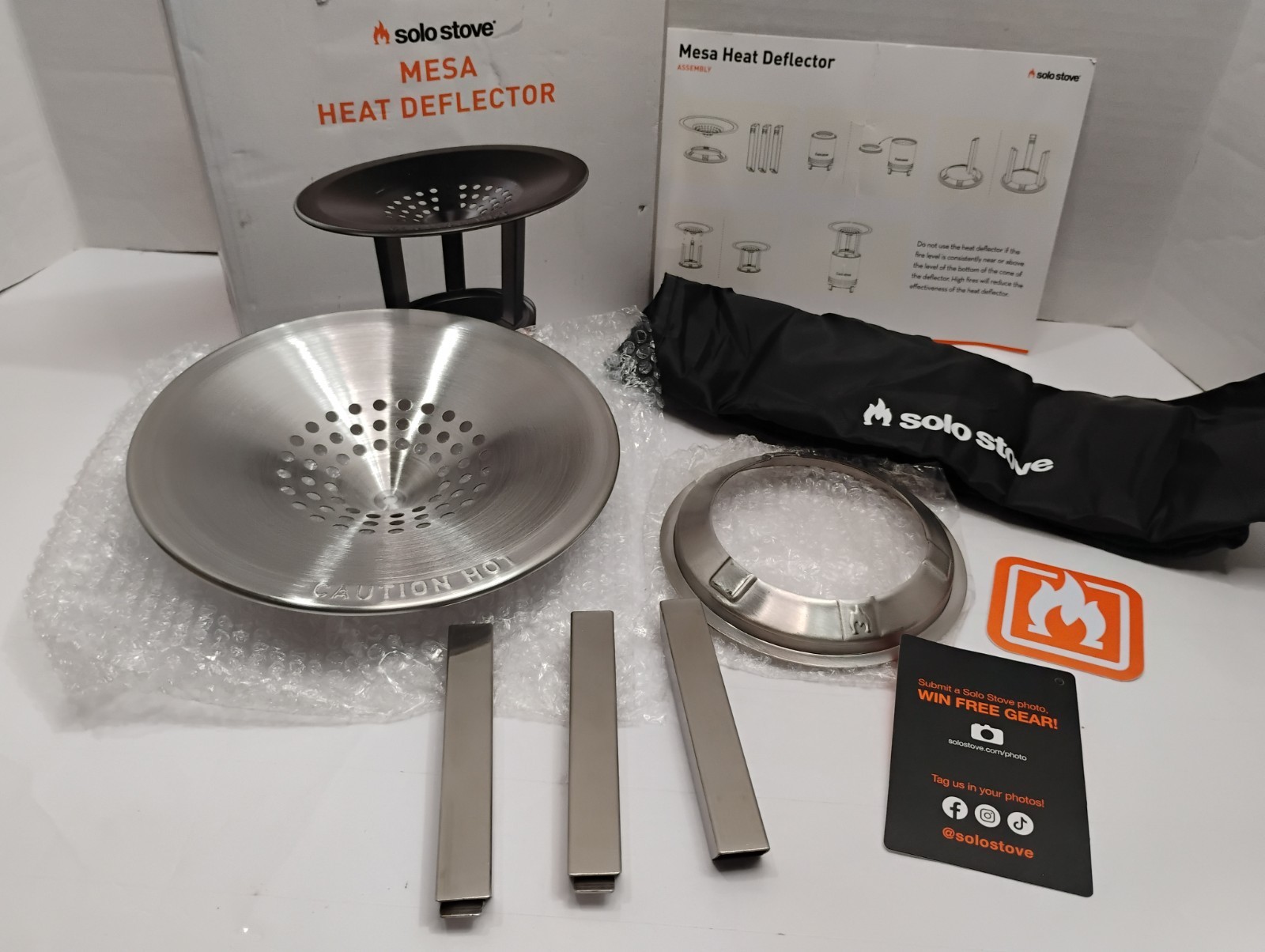 Solo Stove Mesa Heat Deflector for Table Top Fire Pit Stainless w/ Carry Bag