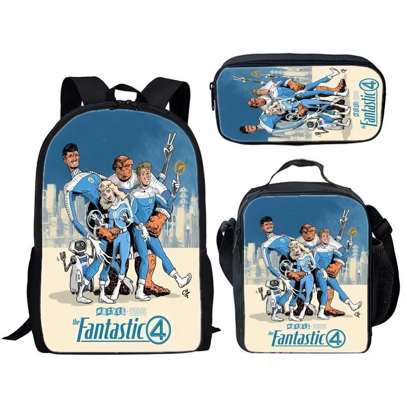 The Fantastic Four School Backpack Insulated Lunch Bag Rucksack Pencil Case Gift