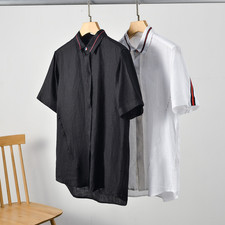 Men  s Lightweight Linen Short Sleeve Button Shirt Casual