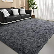 DweIke Super Soft Rug Fluffy Carpet for Living Room Bedroom, 4x6 ft Shaggy Grey 
