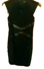 River Island Size 10 Y2k Stunning black Bodycon dress Silky and Textured Panels