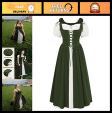Renaissance Pirate Dress for Women - Medieval Costume with Pockets, Adjustable L