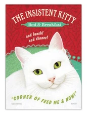 Retro Pets Insistent Kitty White Cat Fridge Magnet - Great Stocking Stuffer
