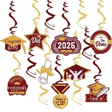 Graduation Party Decorations Maroon Gold 2025/Burgundy Gold Graduation Deoror