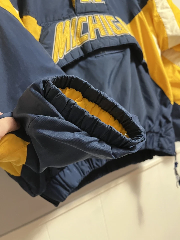De Colección Años 90 Starter "Michigan" Pullover 1/4 Cremallera Chaqueta con Capucha Grande  Foto 4 de 4