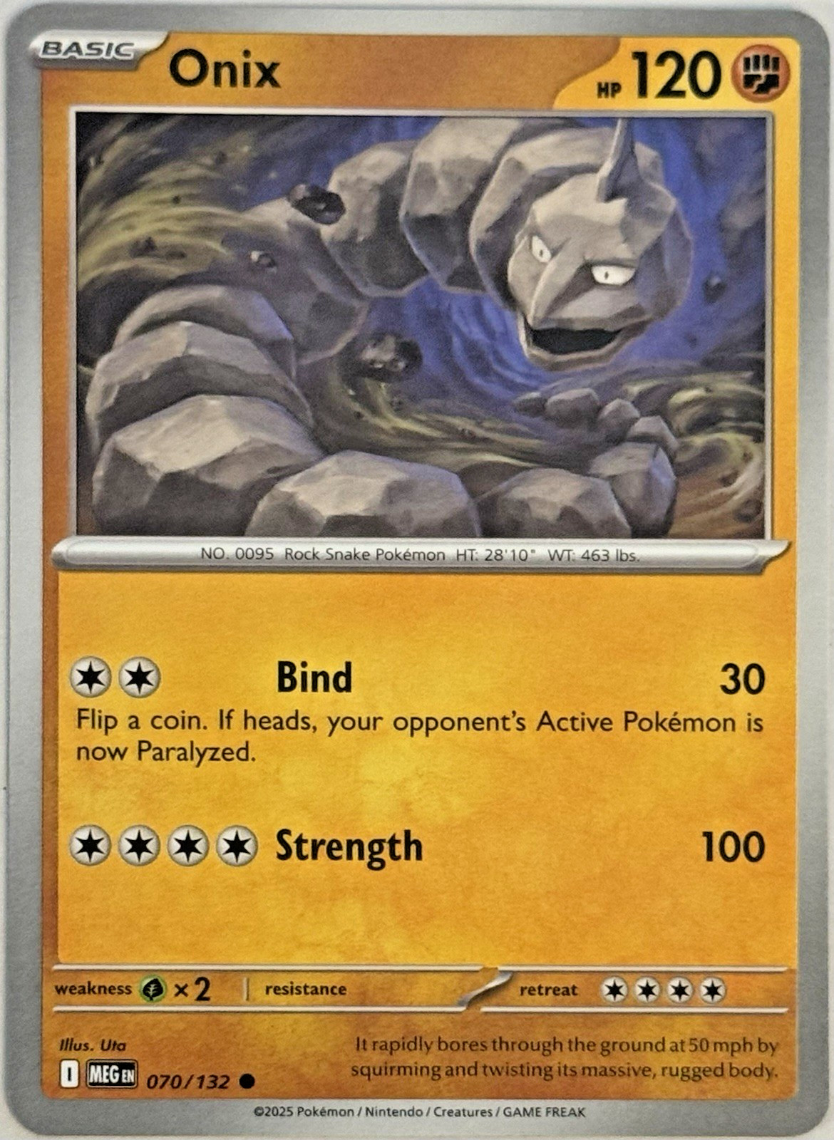 Onix Mega Evolution 070/132 Regular Common 2025 Pokemon TCG Near Mint