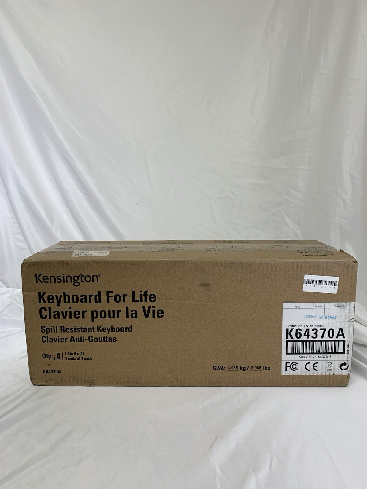 Lot of 4, KENSINGTON K64370A Keyboard for Life - Sealed, New