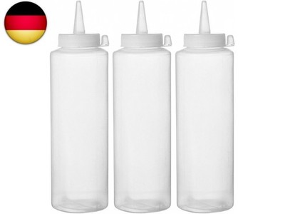 HENDI Spenderflasche, Stückzahl: 3, Easy Squeeze, für Saucen, Squeeze Flasche, Q