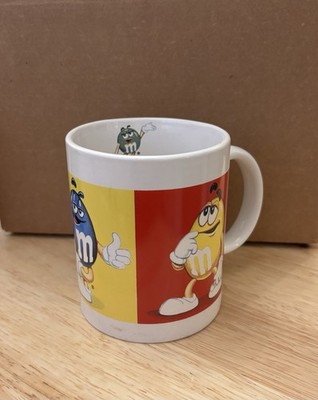 Vintage 1990 s  M & M Ceramic Coffee Cup Mug - Green Yellow Blue Red -12 oz.