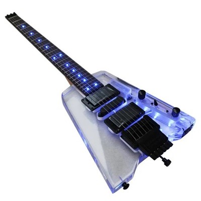 Headless  Acrylic  Electric Guitar Blue Light Rosewood Fingerboard