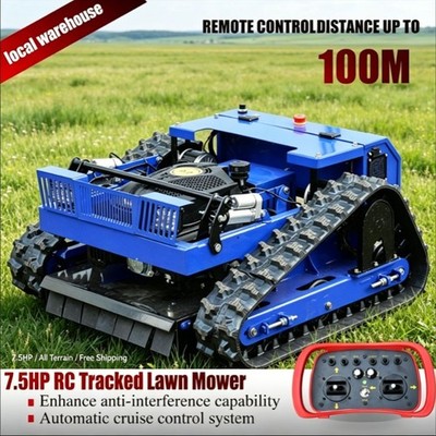 7.5HP Tracked RC Gas Lawn Mower Remote Control Grass Mower Free Shipping