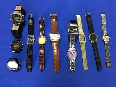 Lot of 11 ) Men Watches,FONDINI-JAPONA-FRED BELAY-JORDACHE-GENEVA-WESTAIR-QUEMEX