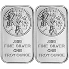 Lot of 2 - 1 Troy oz Buffalo .999 Fine Silver Bar Sealed