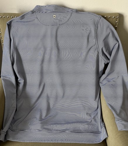 Peter Millar Perth 1/4 Zip Pullover Blue-White Mini Stripe Mens Ex Lg - Picture 3 of 9