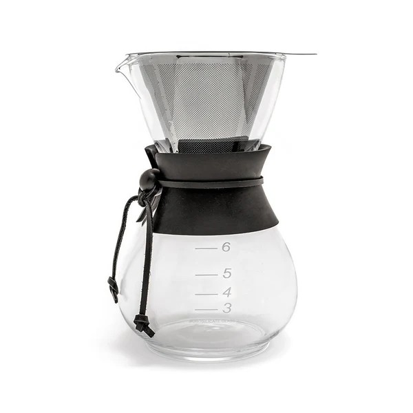 Yama CD6 W 30 oz Coffee Drip Pot with Stainless Cone Filter