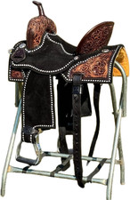 Pleasure Horse Saddle Western Leather Barrel Racing Equestrian -White Stitched