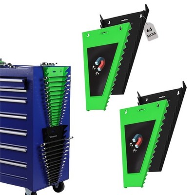 4 Piece Wrench Organizer Holder Tray Rail Storage Rack Set MM & Inch 64 Slot