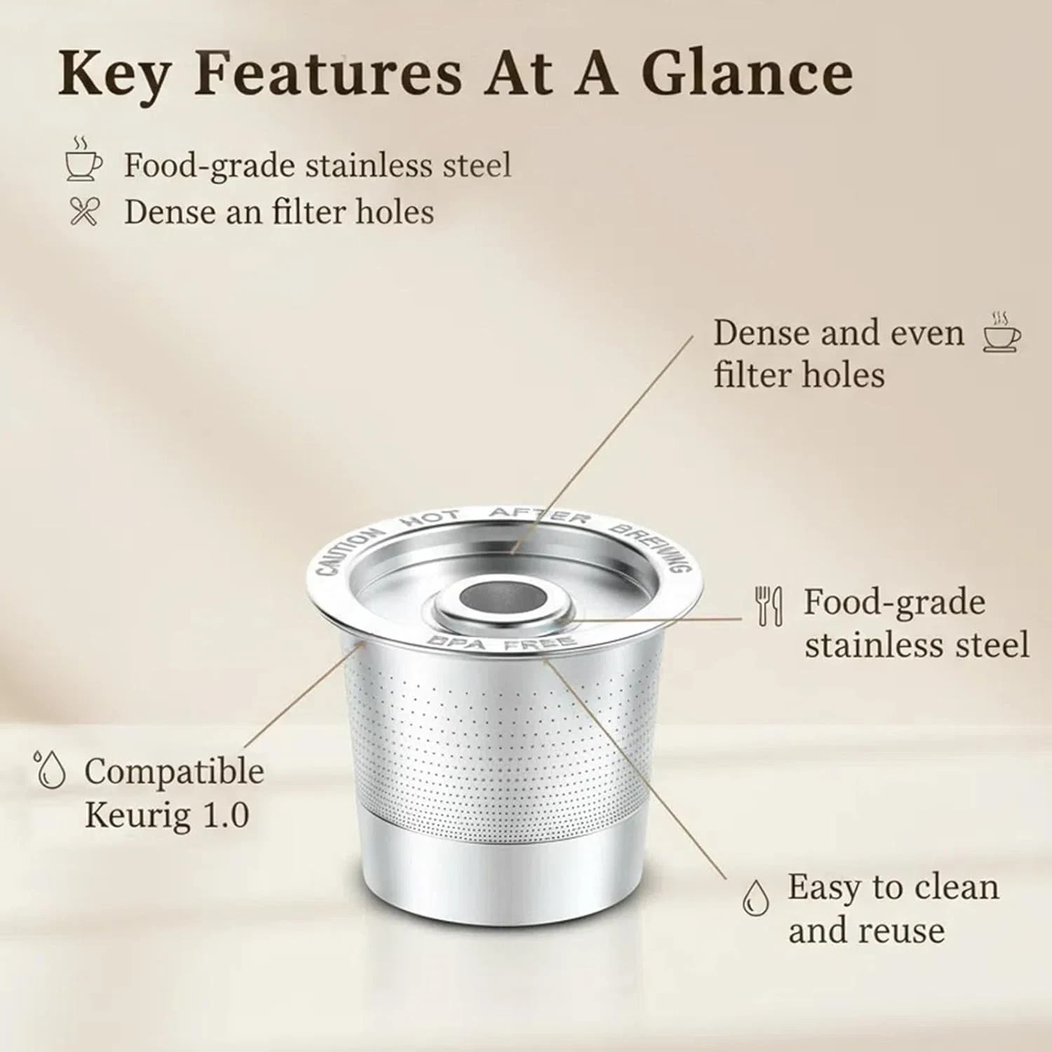 2 Pack K Cup Reusable Coffee Pods for Keurig: Stainless Steel Refillable K Cup -