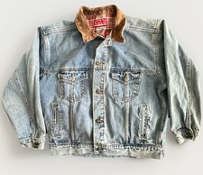 Vintage Marlboro Country Store Denim Jacket Mens Sz Large Distressed Light Blue