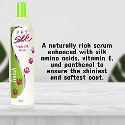 Suero líquido de seda para mascotas acondicionador para acabado de perro para abrigo brillante 4 oz Foto 2 de 4