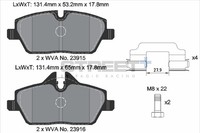BremsbeläGe Audi A3 Sportback (8PA) 2.0 TDI Quattro Baujahr 01/06–06/08 Kw 103 P