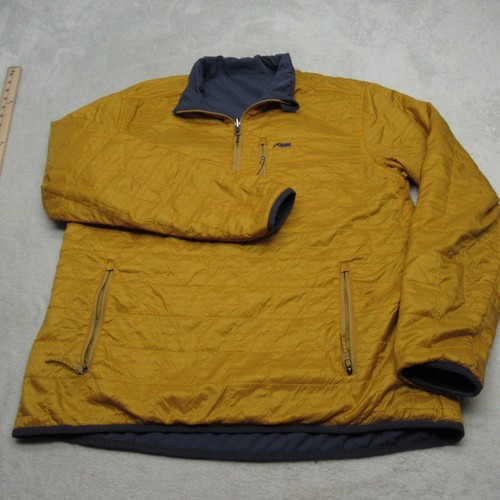 Mountain Khakis Puffer Jacket Mens Large Blue Gold Reversible 1/2 Zip Pullover - Picture 3 of 13