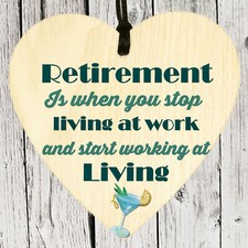 Retirement Gift for Him Her Colleague Goodluck Keepsake Wooden Heart Plaque Sign