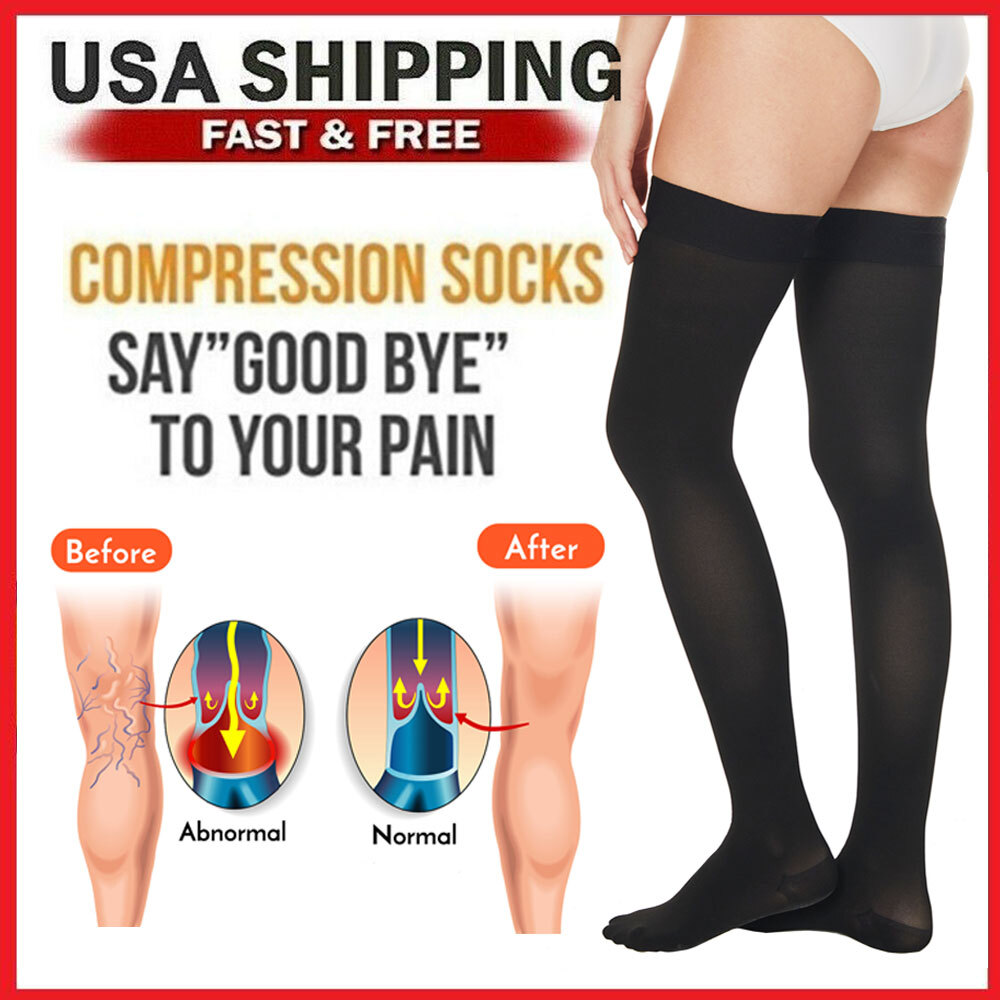 Thigh-High Compression Socks for Calf & Thigh Pain Relief-image