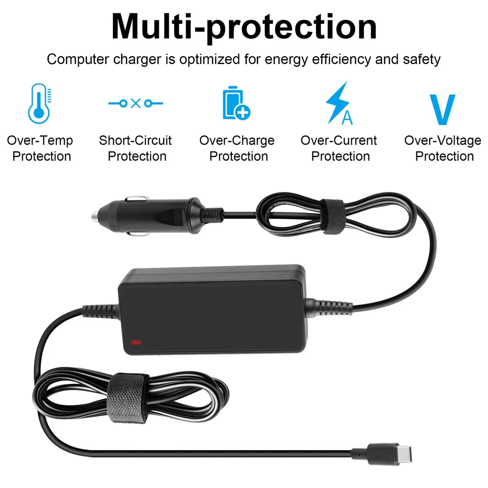 90W USB-C Laptop CAR Charger for Lenovo Yoga Thinkpad MacBook Samsung Asus Dell - Image 4 of 4