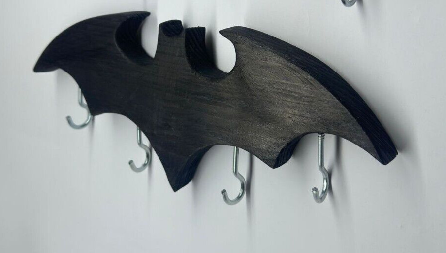 Key holder  Batman  wall unique  black  wood  Handmade