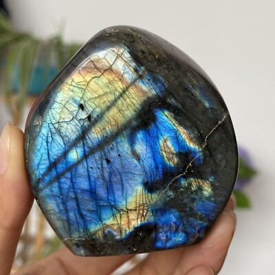 250g Natural Flashy Rainbow Labradorite Freeform Crystal Quartz
