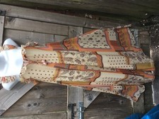  NEW ZARA CHIFFON BEIGE MIX PAISLEY LONG MAXI DRESS TASSELS/FRILS BOHO XXS/4-6UK