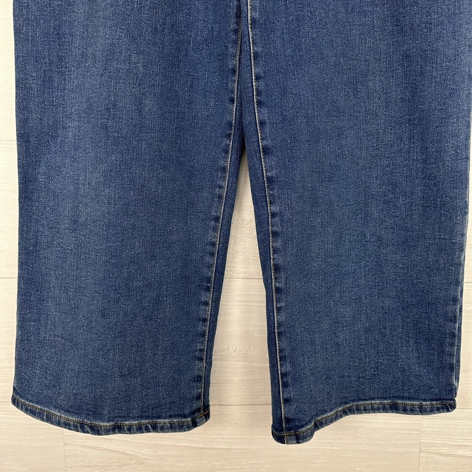 Pantalones de mezclilla Hudson North tiro alto pierna ancha talla 14 cintura 32 azul lavado medio recortados Foto 4 de 4