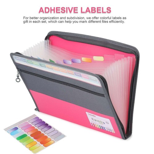 13 Pockets File Folder Expanding Document Organizer Waterproof For Work School - Picture 9 of 15
