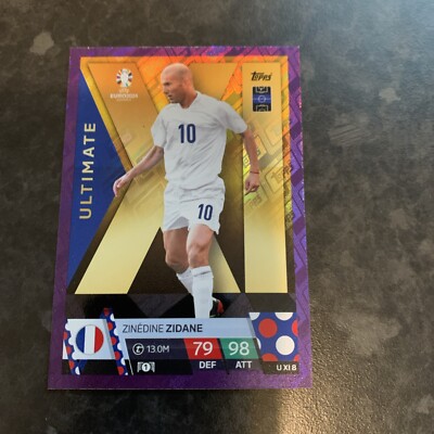 Zinedine Zidane Ultimate XI Purple Parallel Match Attax Euro 2024