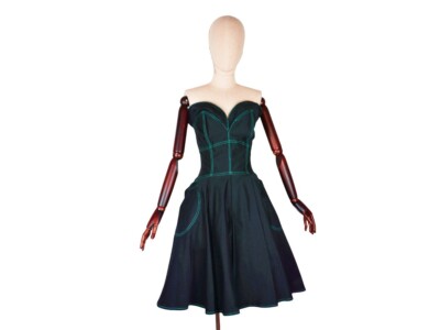 Thierry Mugler fit and flare sweetheart sleeveless denim dress, sublime -  S. | eBay