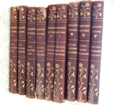 JOHN L. STODDARD'S LECTURES 1912 Illustrated 9 Volumes Norwood Leather/Cloth